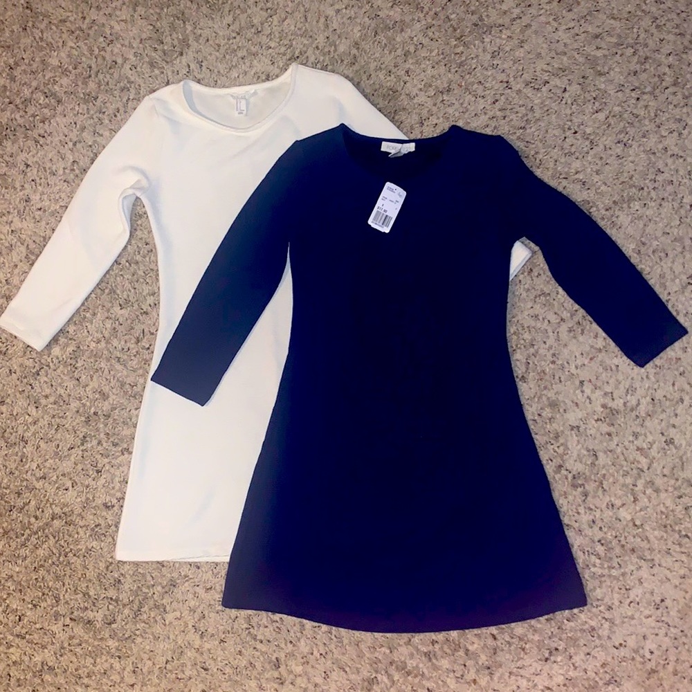 BUNDLE! White and Navy slim fitting dresses!